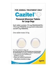 (image for) Cazitel Allwormer for Dogs 35kg 2Pack 2Tablets