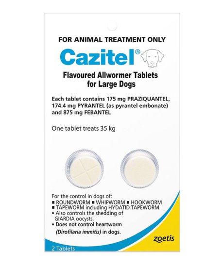 (image for) Cazitel Allwormer for Dogs 35kg 2Pack 2Tablets - Click Image to Close