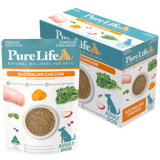 (image for) PureLife Dog Wet 12x90g Adult Chicken - Click Image to Close
