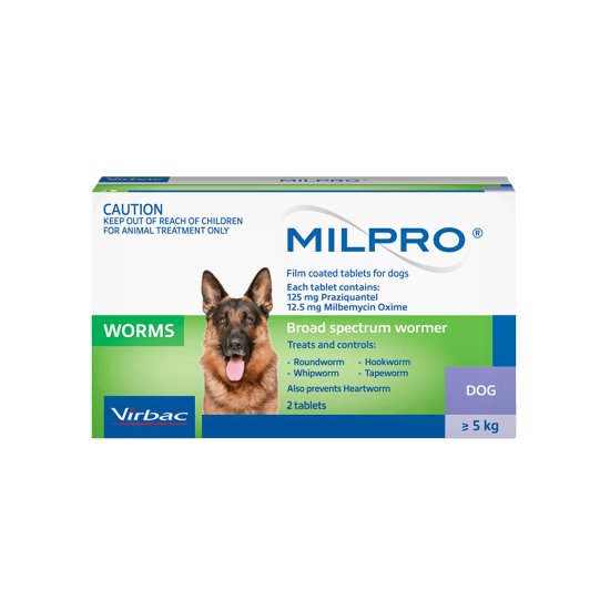 (image for) Milpro Allwormer for Dogs 5-25kg 2Pack - Click Image to Close