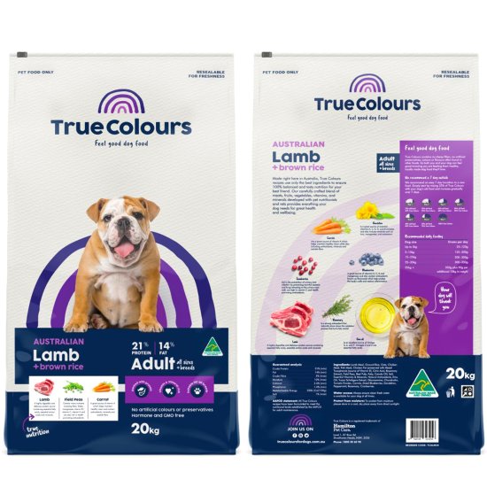 (image for) True Colours Dog Adult Lamb 20kg - Click Image to Close