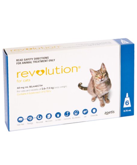 (image for) Revolution for Cats 2.6-7.5Kg Blue 6Pack - Click Image to Close