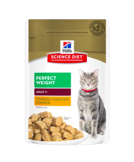 (image for) Hills SD Cat Wet Pouches 12X85G Perfect Weight Adult Chicken - Click Image to Close