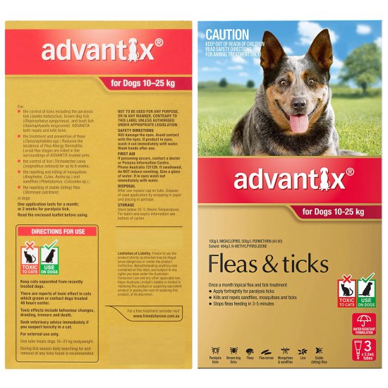 Advantix Dog 10-25Kg Large Red 3Pack - Click Image to Close