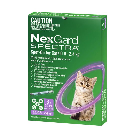 (image for) NexGard Spectra for Cats Spoton 1-2.4kg 3Pk - Click Image to Close