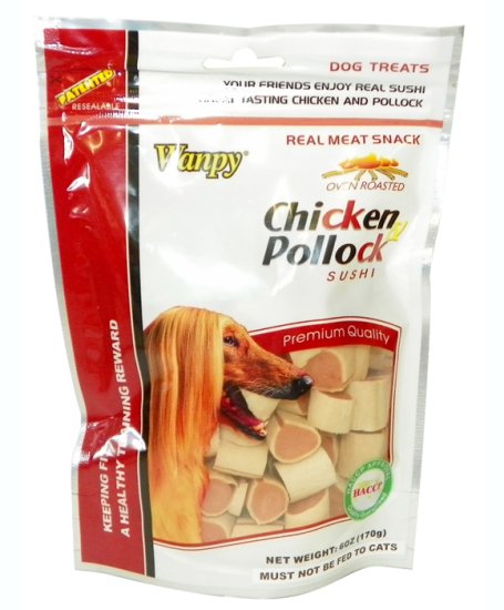 (image for) Wanpy Chicken Jerky With Codfish Sushi 100g - Click Image to Close