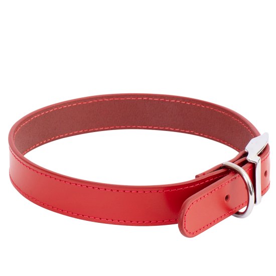 (image for) Beaupets Collar Leather Deluxe Sewn 60Cm Red - Click Image to Close
