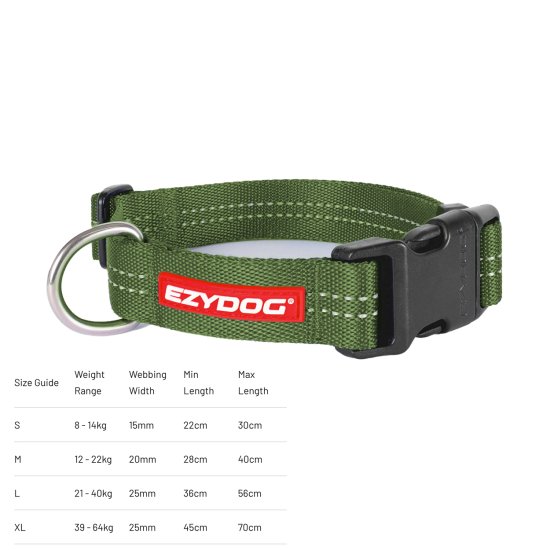 (image for) Ezydog Essential Collar Adjustable M Green - Click Image to Close