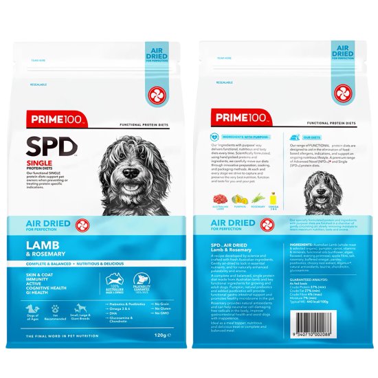 (image for) Prime100 Air SPD Lamb Rosemary 120g - Click Image to Close