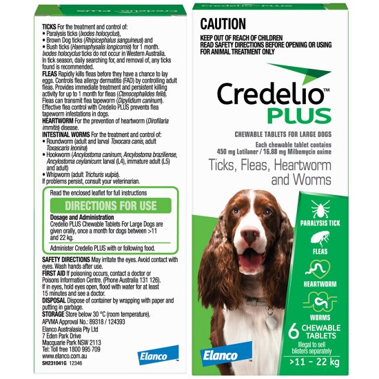 (image for) Credelio Plus Dogs Chews 6Pack Large 11-22kg - Click Image to Close