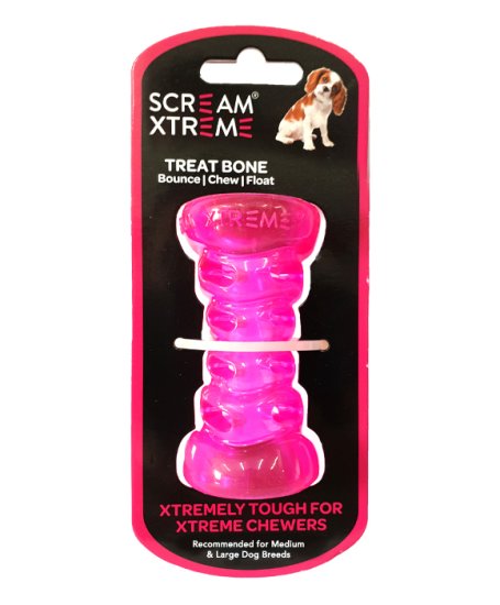 (image for) Scream Treat Bone Medium Large 13cm Pink - Click Image to Close