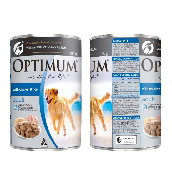 (image for) Optimum Dog Wet 6x400g Chicken Rice - Click Image to Close