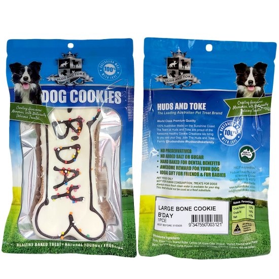 (image for) Huds Toke Cookie BirthDay Bone Large 1Pack 14cm - Click Image to Close