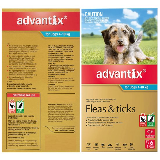 (image for) Advantix Dog 4-10Kg Medium Blue 6Pack - Click Image to Close