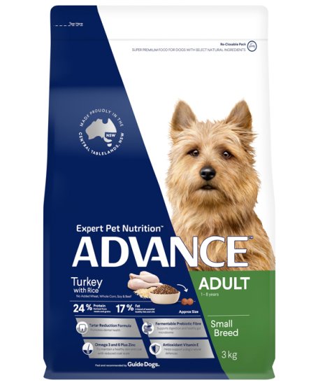 (image for) Advance Dog Adult Small Breed Turkey 3kg - Click Image to Close