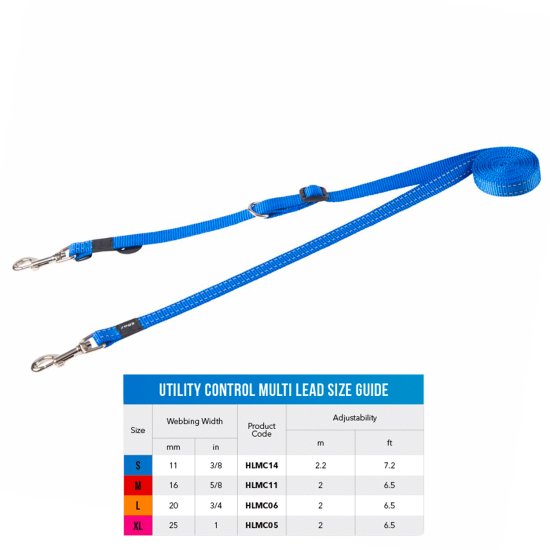 (image for) Rogz Lead Multilead Blue Xlarge - Click Image to Close