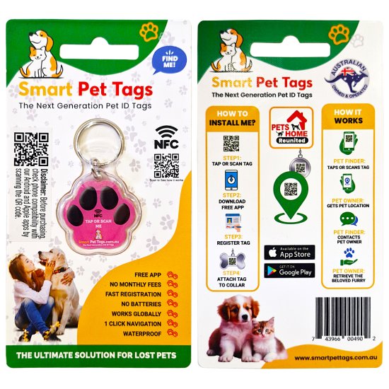 (image for) Smart Pet Tags Pet ID NFC Tag Pink - Click Image to Close