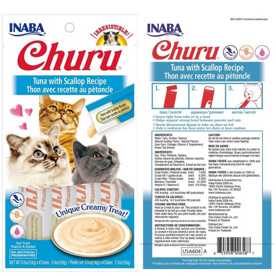 (image for) INABA Cat Churu 4Pack 56g Tuna Scallop - Click Image to Close