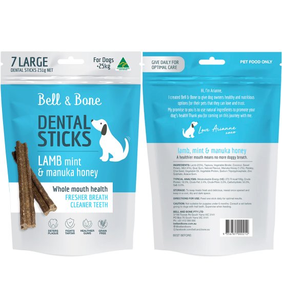 (image for) Bell & Bone Dental Chews 231g 7pk Large over 25kg Lamb - Click Image to Close