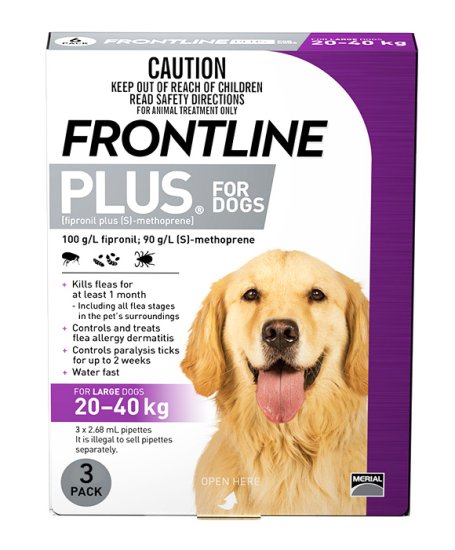 (image for) Frontline Plus Dog 20-40Kg Large Purple 3Pack - Click Image to Close