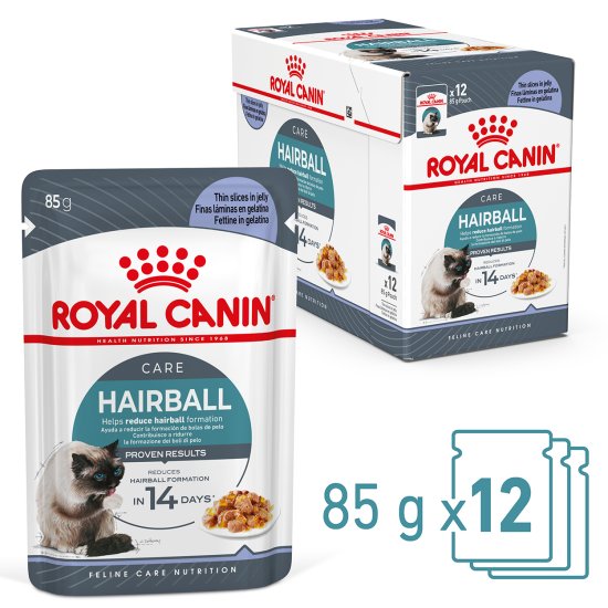 (image for) Royal Canin Cat Wet Pouches 12X85G Jelly Hairball - Click Image to Close