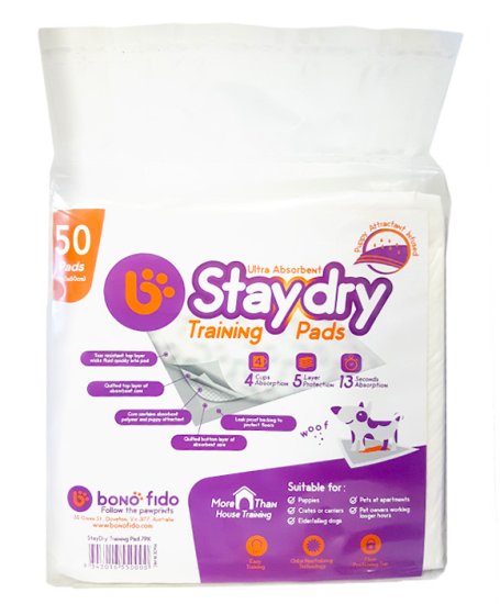 (image for) Bonofido Staydry Training Pads 50Pk 60x60cm - Click Image to Close