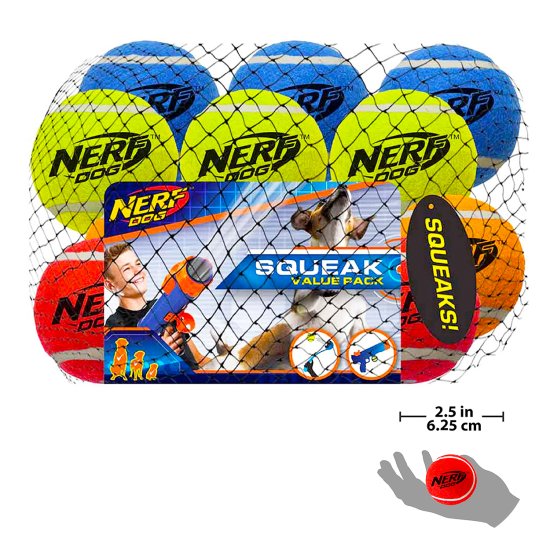 (image for) Nerf Dog Squeak Tennis Balls 6.25cm 12Pk - Click Image to Close