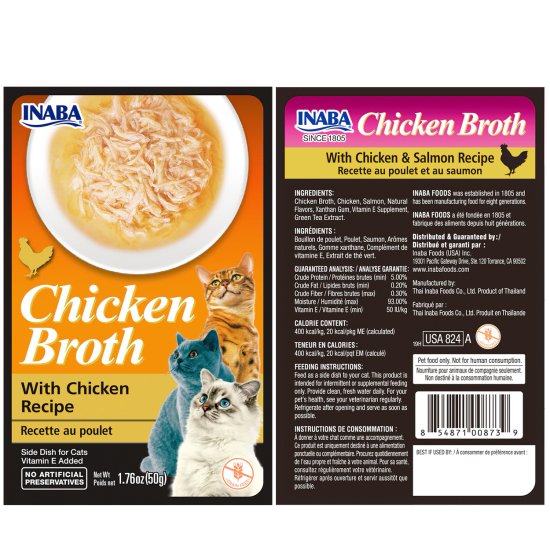 (image for) INABA Cat Pouch Broth 6x50g Chicken - Click Image to Close