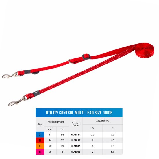 (image for) Rogz Lead Multilead Red Large - Click Image to Close