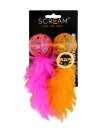 (image for) Scream Cat Toy Lattice Ball with Feather 2Pk Orange Pink