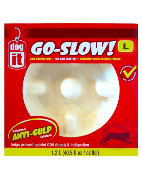 (image for) Dogit Go Slow Anti-Gulping Dog Dish 1.2Ltr White - Click Image to Close