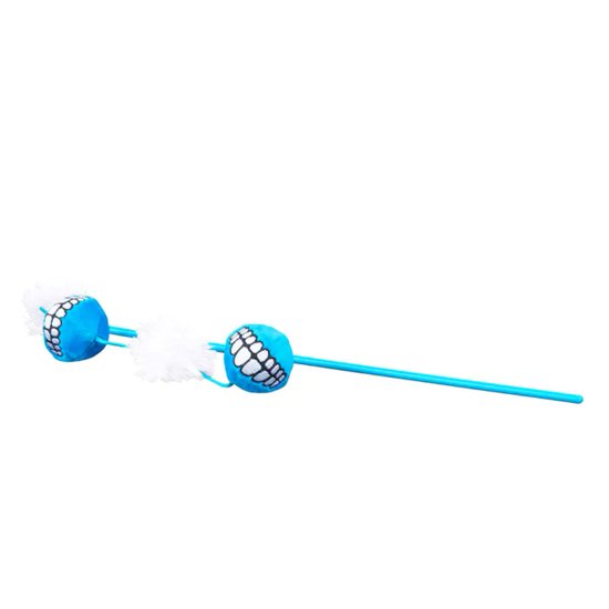 (image for) Rogz Cat Teaser Toy Wand 45cm Blue Grinz - Click Image to Close
