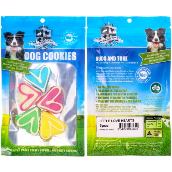 (image for) Huds Toke Cookie Doggy Cookie Love Heart Mix 5pack 4cm - Click Image to Close