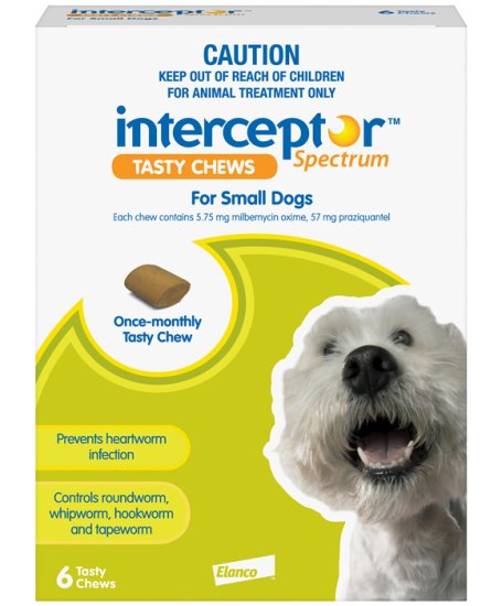 (image for) Interceptor Chews Dog 4-11Kg Small Green 6 Pack - Click Image to Close