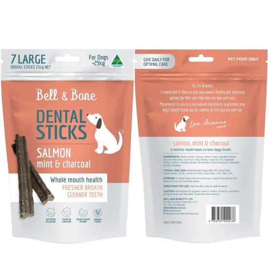 (image for) Bell & Bone Dental Chews 231g 7pk Large over 25kg Salmon - Click Image to Close