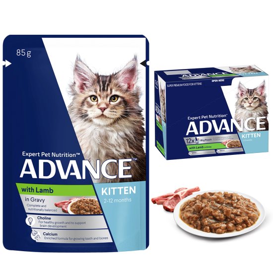 (image for) Advance Cat Wet 12x85g Gravy Kitten Lamb - Click Image to Close