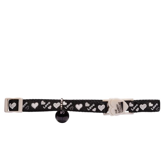 (image for) Beaupets Cat Collar Adjustable Love Heart Black - Click Image to Close
