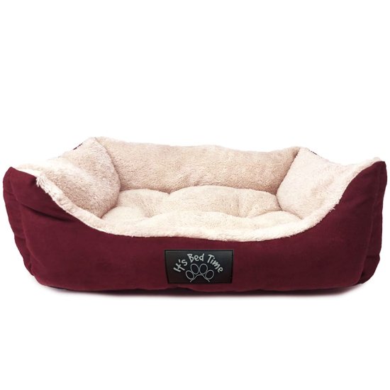 (image for) IBT Dog Bed Plush Dozer Red Medium - Click Image to Close