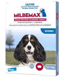(image for) Milbemax Allwormer For Small Dogs 0.5-5kg 2 Tablets