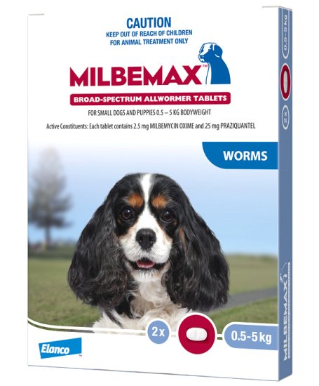 (image for) Milbemax Allwormer For Small Dogs 0.5-5kg 2 Tablets - Click Image to Close