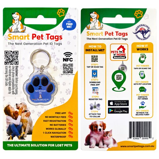 (image for) Smart Pet Tags Pet ID NFC Tag Blue - Click Image to Close