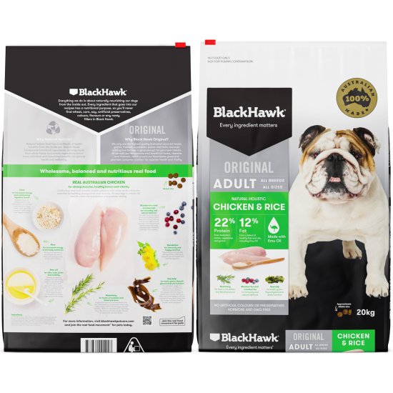 (image for) Black Hawk Dog Food Adult Chicken and Rice 20kg - Click Image to Close