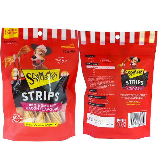 (image for) Schmackos BBQ Flavour Bacon Strips 70g - Click Image to Close