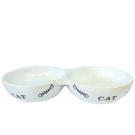 (image for) Barkley+Bella Dish Ceramic Double FishBone White - Click Image to Close