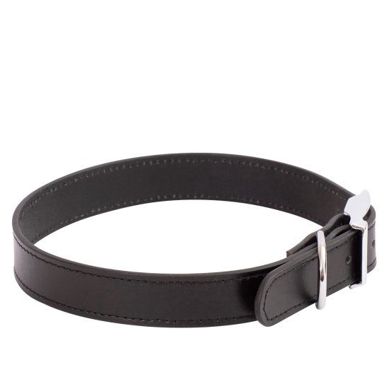 (image for) Beaupets Collar Leather Deluxe Sewn 35Cm Black - Click Image to Close