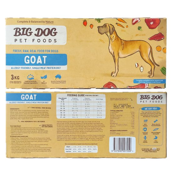 (image for) Big Dog Barf for Dogs 3kg Goat - Click Image to Close