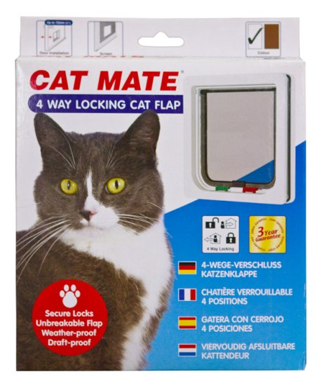 (image for) Petmate Cat Mate Door 4Way Locking White - Click Image to Close