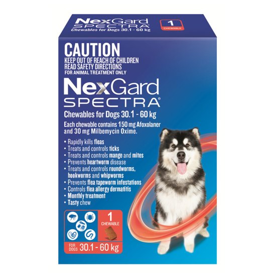 (image for) NexGard Spectra Chews For Dogs XLarge 30.1-60kg 1Pack - Click Image to Close