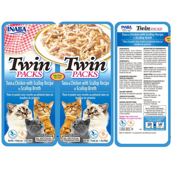 (image for) INABA Cat Twins 2Pack 80g Tuna Chicken Scallop - Click Image to Close