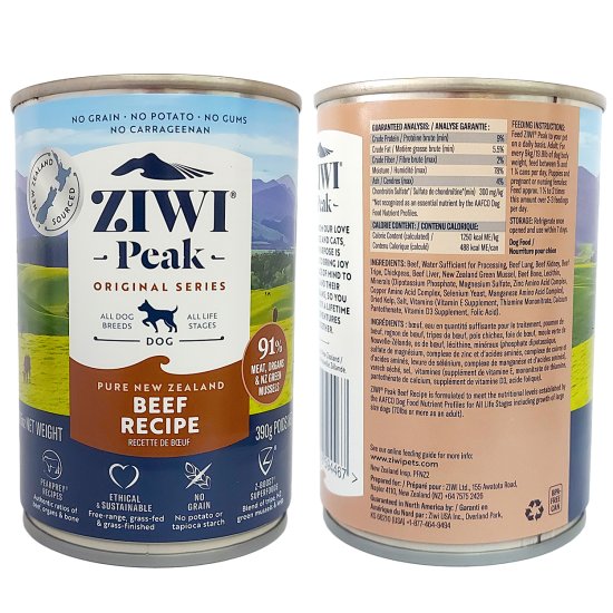 (image for) Ziwi Peak Dog Food Can 390g Beef - Click Image to Close